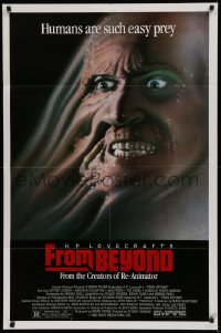 1f107 FROM BEYOND 1sh 1986 H.P. Lovecraft, wild sci-fi horror image, humans are such easy prey!