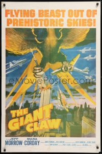 1f111 GIANT CLAW 1sh 1957 great art of winged monster from 17,000,000 B.C. destroying city!