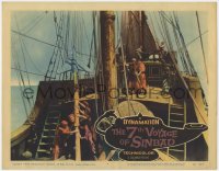 1f200 7th VOYAGE OF SINBAD LC #4 1958 Kerwin Mathews on ship deck, Ray Harryhausen fantasy classic!