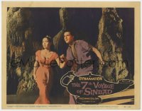 1f198 7th VOYAGE OF SINBAD LC #5 1958 Kerwin Mathews & pretty princess Kathryn Grant in cave!