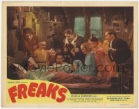 1f222 FREAKS LC R1949 Tod Browning classic, great image of many top cast members around bed!