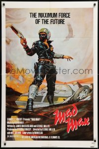 1f131 MAD MAX 1sh R1983 Garland art of wasteland cop Mel Gibson, George Miller action classic!