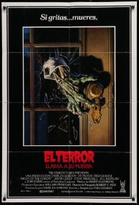 1f139 NIGHT OF THE CREEPS int'l Spanish language 1sh 1986 Bob Larkin art of zombie breaking in door!