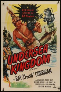 1f171 UNDERSEA KINGDOM 1sh R1950 Crash Corrigan, Republic sci-fi fantasy serial in 12 chapters!