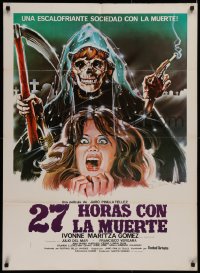 1g007 27 HORAS CON LA MUERTE Colombian poster 1981 Colombian horror, wild art by Gonzalo Diaz!