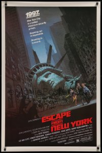 1g144 ESCAPE FROM NEW YORK studio style 1sh 1981 Carpenter, Jackson art of decapitated Lady Liberty!