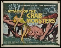 1g106 ATTACK OF THE CRAB MONSTERS 1/2sh 1957 Roger Corman, art of Pamela Duncan attacked by beast!