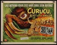 1g112 CURUCU, BEAST OF THE AMAZON style A 1/2sh 1956 Universal horror, great monster art by Reynold Brown!