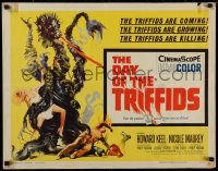 1g113 DAY OF THE TRIFFIDS 1/2sh 1962 classic English sci-fi horror, art of plant monster with girl!