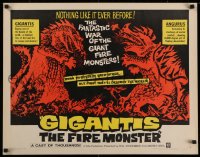 1g119 GIGANTIS THE FIRE MONSTER 1/2sh 1959 cool art of Godzilla breathing flames at Angurus!