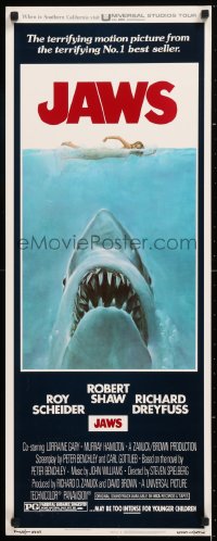 1g093 JAWS insert 1975 Steven Spielberg's classic movie & image, much more rare than the one-sheet!