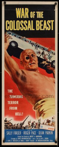 1g101 WAR OF THE COLOSSAL BEAST insert 1958 Albert Kallis art of the towering terror from Hell!