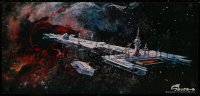 1g264 BLACK HOLE Japanese 14x29 1980 Disney sci-fi, cool different art of ship in space!
