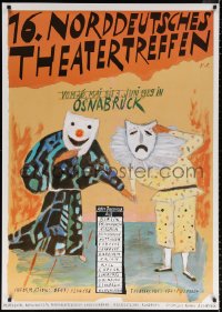 1h041 16 NORDDEUTSCHES THEATERTREFFEN 33x47 German stage poster 1989 actors with theater masks!