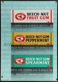 1h050 BEECH-NUT 36x50 Swiss advertising poster 1959 great image of three packs of gum!