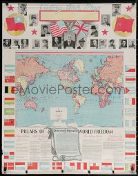 1h019 VICTORY WAR MAP group of 2 2-sided 28x36 war posters 1944 the Pillars of Freedom!