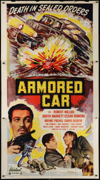1j237 ARMORED CAR 3sh R1949 Robert Wilcox, Cesar Romero, death in sealed orders, cool art!