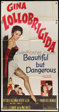 1j247 BEAUTIFUL BUT DANGEROUS 3sh 1958 full-length art of sexy Gina Lollobrigida, Vittorio Gassman