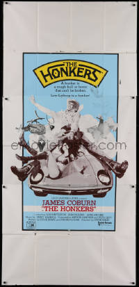 1j040 HONKERS South African 3sh 1972 James Coburn & sexy Anne Archer on car, bull riding!