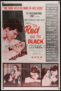 1j011 RED & THE BLACK 40x60 1958 Le rouge et le nour, c/u of Danielle Darrieux & Gerard Philipe!