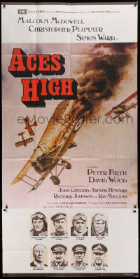 1j052 ACES HIGH English 3sh 1976 Malcolm McDowell, really Eddie Paul WWI airplane dogfight art!