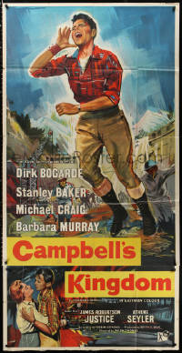 1j054 CAMPBELL'S KINGDOM English 3sh 1957 great artwork of Dirk Bogarde by busted dam!