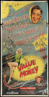 1j072 VALUE FOR MONEY English 3sh 1955 art of sexy Diana Dors showing her legs & John Gregson!