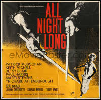 1j047 ALL NIGHT LONG English 6sh 1963 jazz version of Shakespeare's Othello, drumming hands, rare!