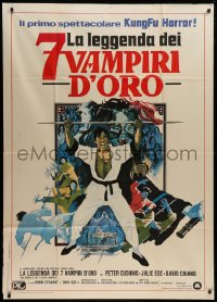 1j702 7 BROTHERS MEET DRACULA Italian 1p 1975 kung fu horror art by Vic Fair & Arnaldo Putzu!