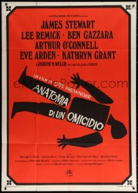 1j710 ANATOMY OF A MURDER Italian 1p R1970s Otto Preminger, classic dead body silhouette art!