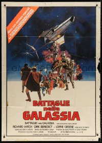 1j716 BATTLESTAR GALACTICA Italian 1p 1978 great sci-fi montage art by Robert Tanenbaum!