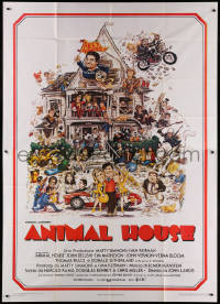 1j517 ANIMAL HOUSE Italian 2p 1979 John Belushi, Landis classic, art by Rick Meyerowitz!