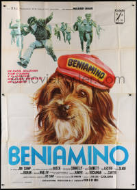 1j520 BENJI Italian 2p 1975 Joe Camp classic dog movie, different art of the dog wearing hat!