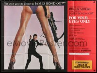 1j033 FOR YOUR EYES ONLY subway poster 1981 no one comes close to Roger Moore as James Bond 007!