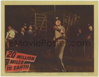 1k198 20 MILLION MILES TO EARTH LC #3 1957 policemen wait as William Hopper taunts the beast!