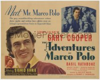 1k007 ADVENTURES OF MARCO POLO TC 1937 c/u of Gary Cooper as the gay swashbuckling adventurer!