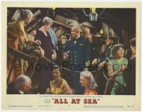 1k212 ALL AT SEA LC #5 1957 Captain Alec Guinness toasts his guests aboard his motionless ship!
