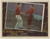 1k215 AMERICAN IN PARIS LC #5 1951 close up of Gene Kelly holding hands with Leslie Caron!