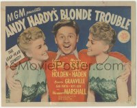 1k009 ANDY HARDY'S BLONDE TROUBLE TC 1944 Mickey Rooney between twins Lee Wilde and Lyn Wilde!