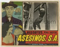 1k225 ASESINOS S.A. Spanish/US LC 1957 great image of Resortes hanging from rope, Kitty de Hoyos!