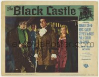 1k239 BLACK CASTLE LC #7 1952 Lon Chaney Jr. looks at Stephen McNally wearing eyepatch!