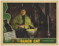 1k240 BLACK CAT LC 1941 best portrait of crazy Bela Lugosi by cat sculpture & glowing silver cup!