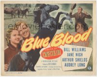 1k024 BLUE BLOOD TC 1951 Bill Williams, Jane Nigh, cool image of black stallion, horse racing!