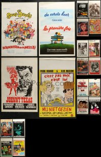 1m042 LOT OF 20 FORMERLY FOLDED BELGIAN POSTERS 1960s-1980s images from a variety of movies!