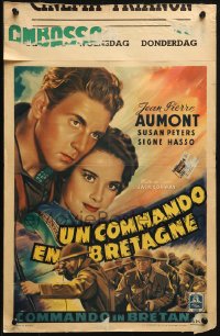1p284 ASSIGNMENT IN BRITTANY Belgian 1950 art of new star Jean-Pierre Aumont & pretty Susan Peters!
