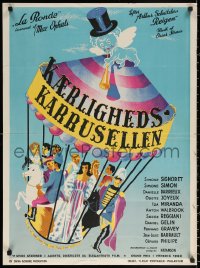 1p004 LA RONDE Danish 1951 Max Ophuls, Simone Signoret, Simone Simon, cool carousel art!