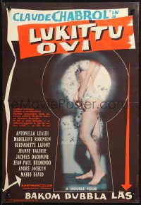 1p361 A DOUBLE TOUR Finnish 1960 Chabrol's A double tour, great keyhole image by Toimi Kiviharju!