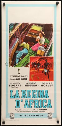 1p736 AFRICAN QUEEN Italian locandina 1952 montage artwork of Humphrey Bogart & Katharine Hepburn!