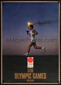 1p840 1964 SUMMER OLYMPICS Japanese 29x41 1964 Games of the XVIII Olympiad, runner with torch!