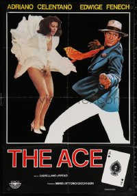 1p191 ACE Lebanese 1981 Adriano Celentano, Edwige Fenech, cool ace of spades poker gambling card!